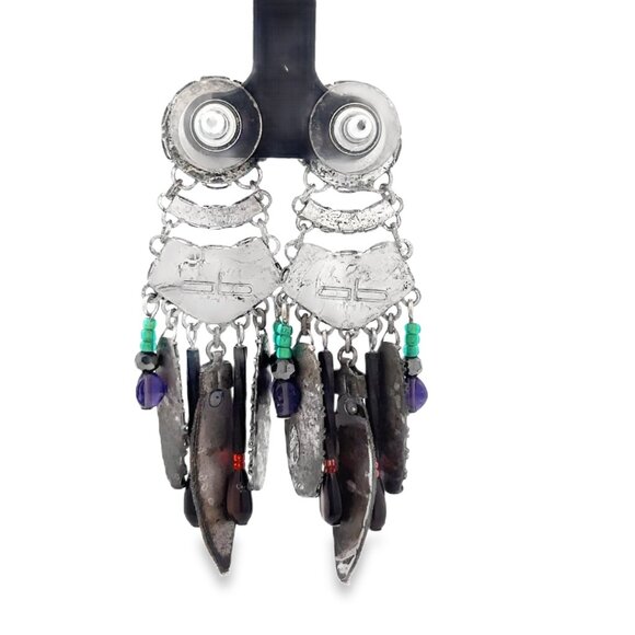 Ayala Bar Grey + Purple Earrings - Picture 2 of 2